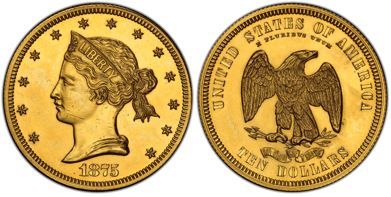 1875 Proof Eagle Pattern - J-1444, Gilt