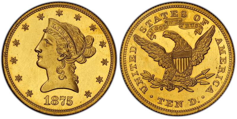 1875 Proof Eagle Pattern - J-1446a, Gilt