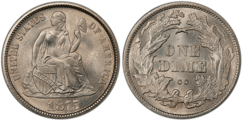 1875 Seated Liberty Dime