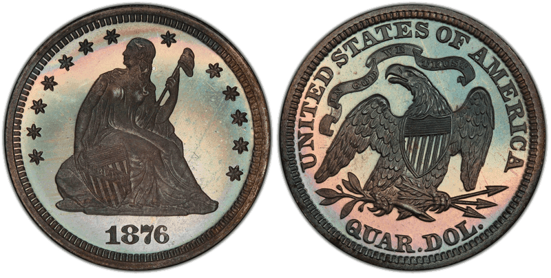1876 Proof Seated Liberty Quarter