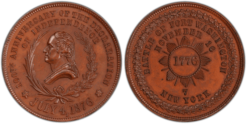 1876 Bronze Medal GW-898, 2nd Obv Fort Washington, No. 7