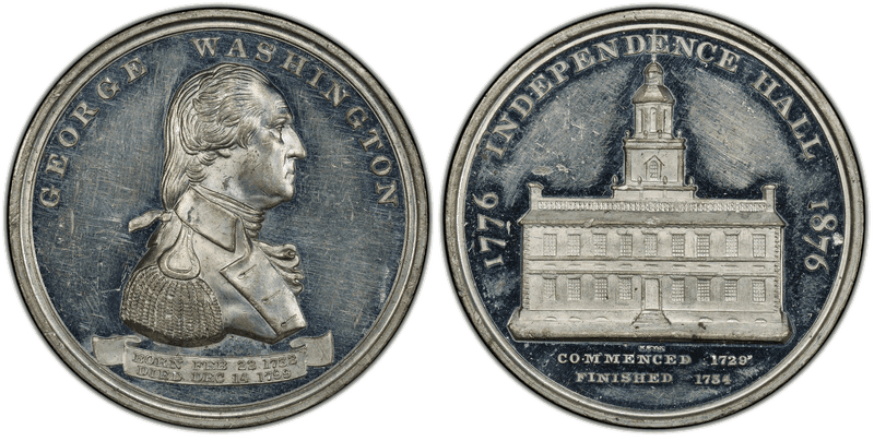 1876 HK-41, GW-908 White Metal Centennial-Independence Hall Dollar