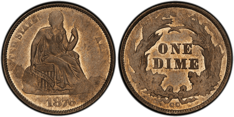 1876 (CC) Dime Die Trial - J-1453b