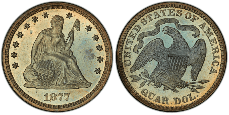 1877 Proof Seated Liberty Quarter