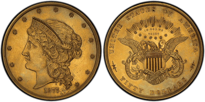1877 Proof Fifty Dollar Pattern - J-1547, Gilt