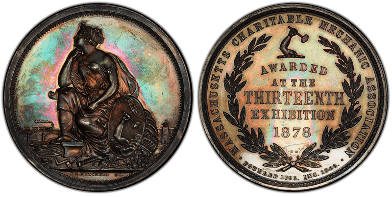 1878 Silver Medal J-AM-38, Charitable Mechanic Association MA