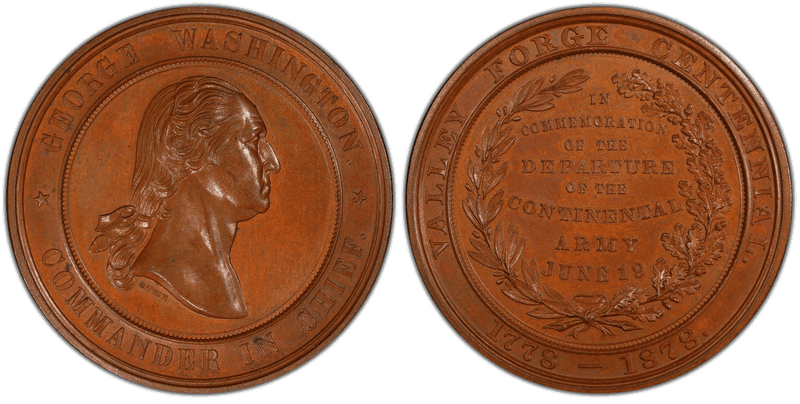 1878 Bronzed-Copper Medal J-CM-48, Valley Forge Centennial