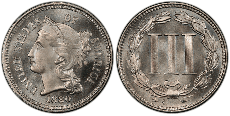 1880 Proof Nickel Three Cent Piece