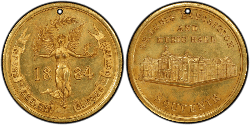 1884 HK-600, Holed St. Louis Expo & Music Hall Dollar