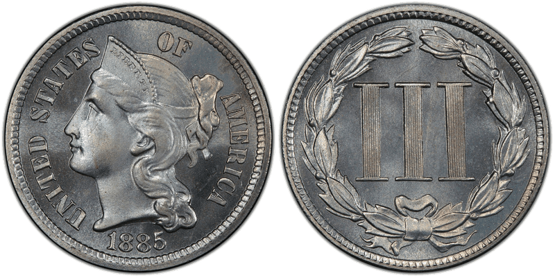 1885 Proof Nickel Three Cent Piece