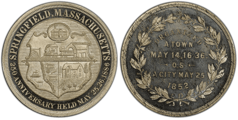 1886 White Metal So-Called Dollar HK-609, Springfield 250th Anniversary