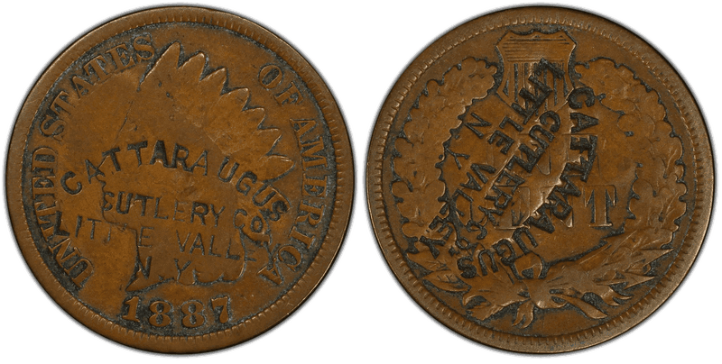 1887 Indian Head Cent - Brunk C 300 Cattaragus Cutlery Co.