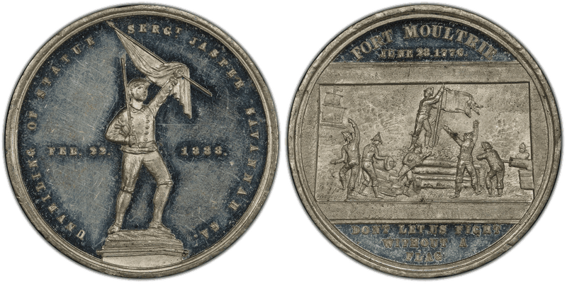 (1888) White Metal Medal Rulau GA-Sa-15, Sergeant Jasper Savannah