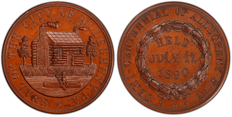 1890 Bronze So-Called Dollar HK-617, Allegheny City Semi Centennial