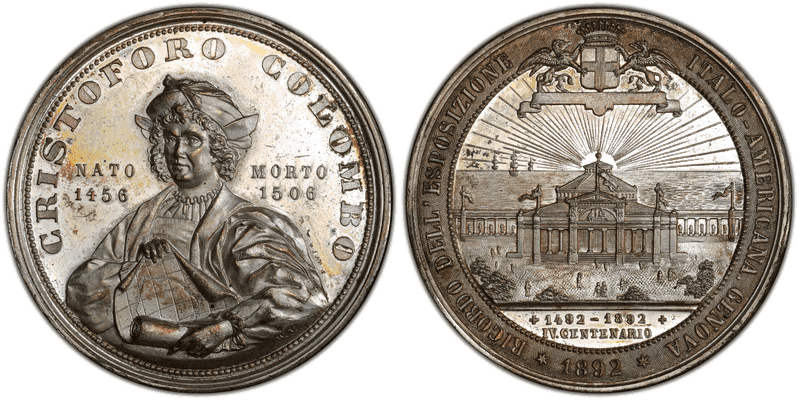 1892 Medal Eglit-427 Silver-Plated Copper Cristoforo Colombo