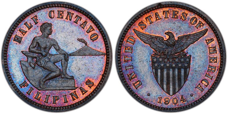 1904 Proof Philippine Half Centavo