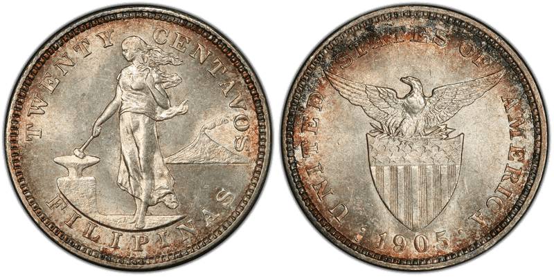 1905 Philippine Twenty Centavos