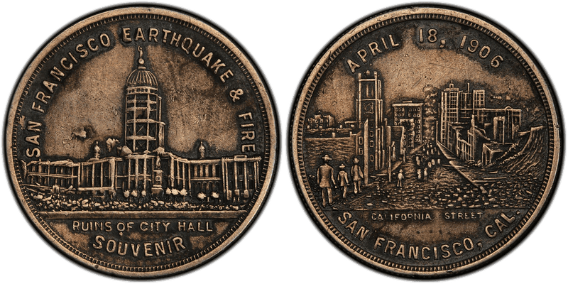 1906 So-Called Dollar HK-340, Silver T-1 San Francisco Earthquake & Fire