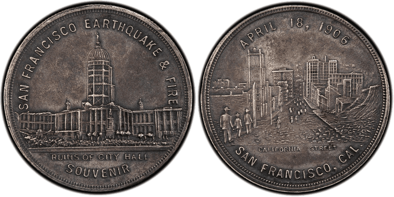 1906 HK-340a, Plated T-1 SF Earthquake & Fire Dollar
