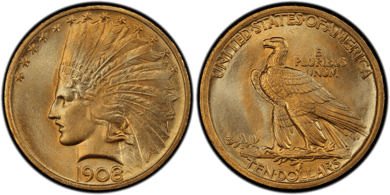 1908 Indian Head Eagle - No Motto