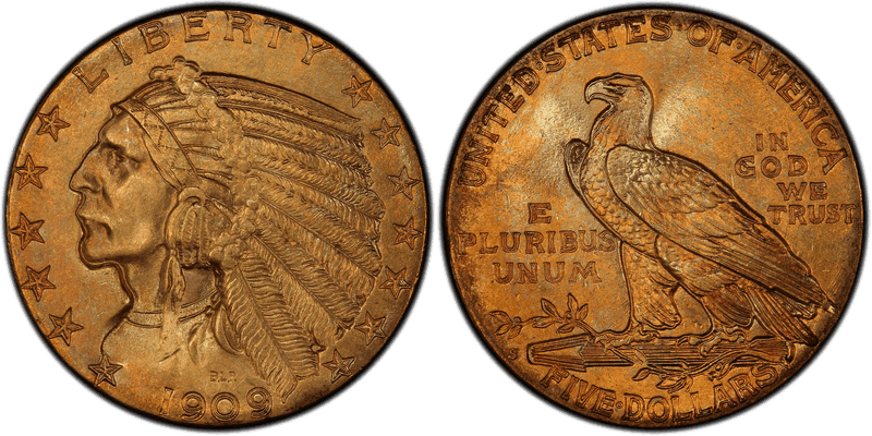 1909 (S) Indian Head Half Eagle