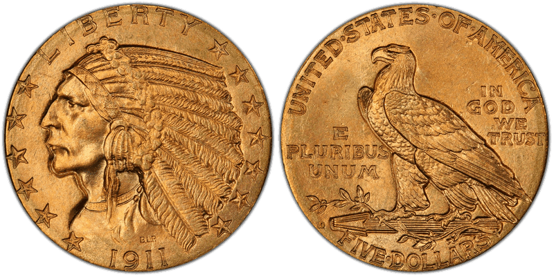 1911 Indian Head Half Eagle