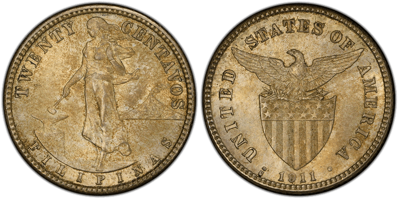 1911 Philippine Twenty Centavos