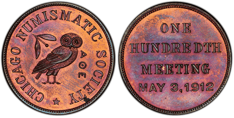 1912 Medal 100th Meeting May 3rd Chicago Numismatic Society Copper