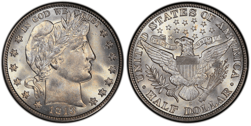 1913 (S) Barber Half Dollar