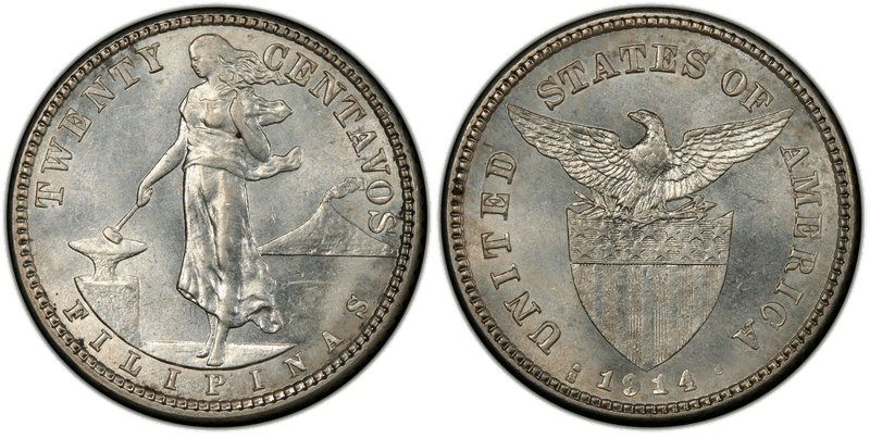 1914 Philippine Twenty Centavos