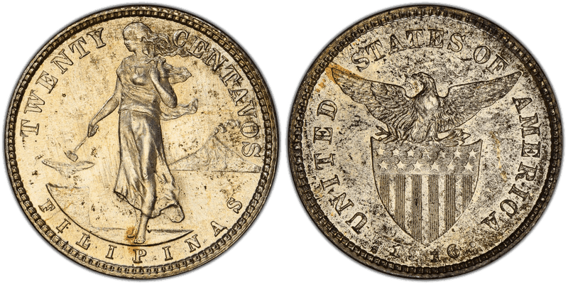 1916 Philippine Twenty Centavos