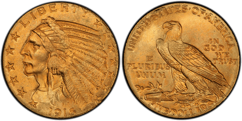 1916 Indian Head Half Eagle