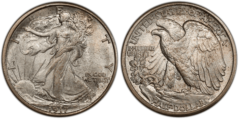 1917 (S) Walking Liberty Half Dollar - Obverse Mint Mark