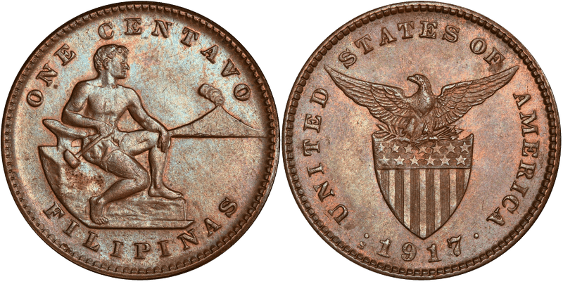1917 (S) Philippine Centavo 7/6 Allen-2.15a FS-301