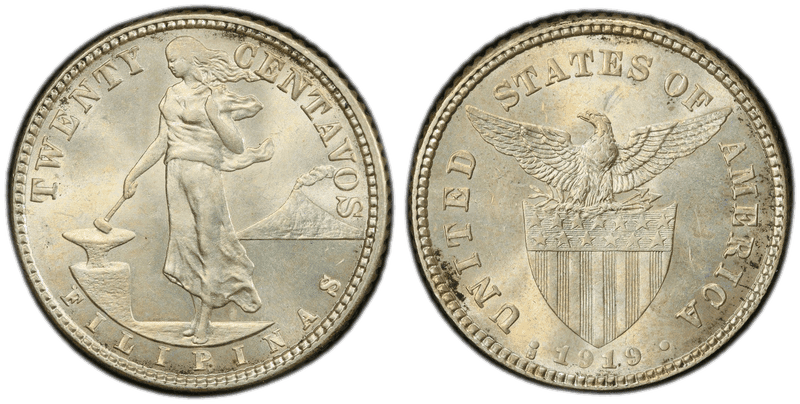 1919 Philippine Twenty Centavos