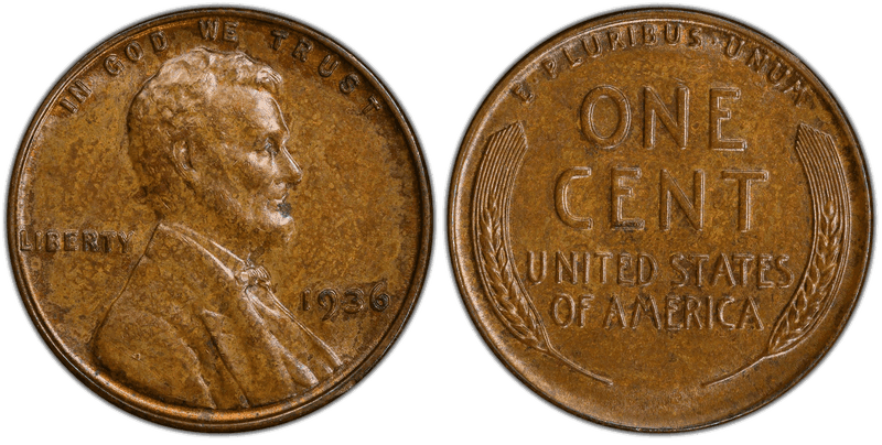 1936 Lincoln Wheat Cent - Doubled Die Obverse, Type 1