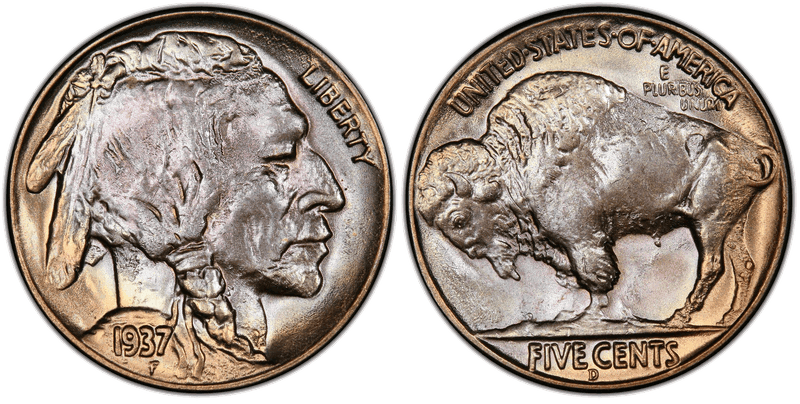 1937 (D) Buffalo Nickel - 3 Legs