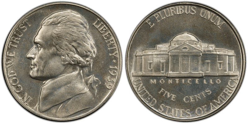 1939 Proof Jefferson Nickel - Reverse of 1940