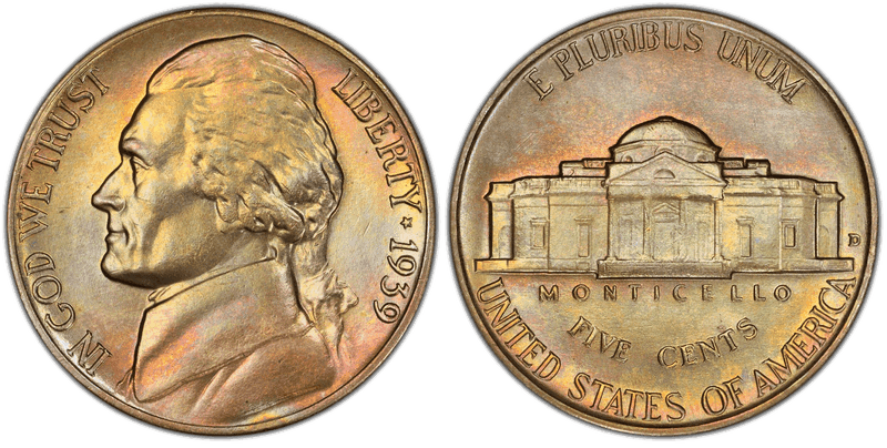1939 (D) Jefferson Nickel - Reverse of 1940