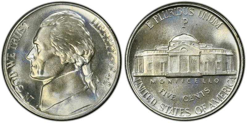 1942 (P) Proof Jefferson Nickel - Wartime Silver Alloy