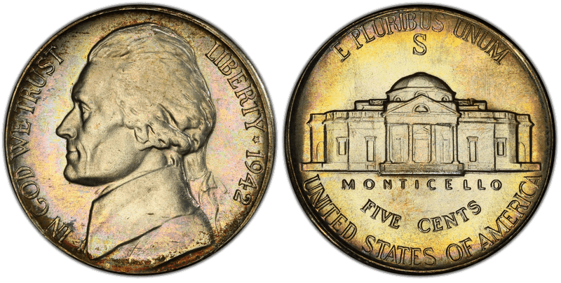 1942 (S) Jefferson Nickel - Wartime Silver Alloy