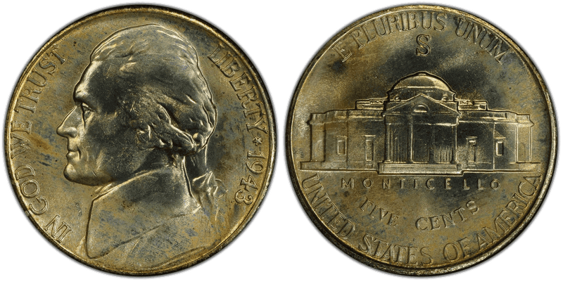 1943 (S) Jefferson Nickel - Wartime Silver Alloy
