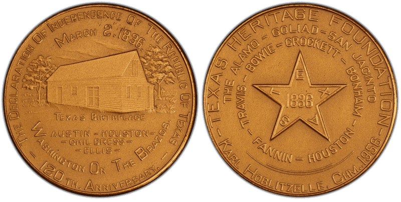 1956 Bronze Medal D1956-1a, Texas Independence