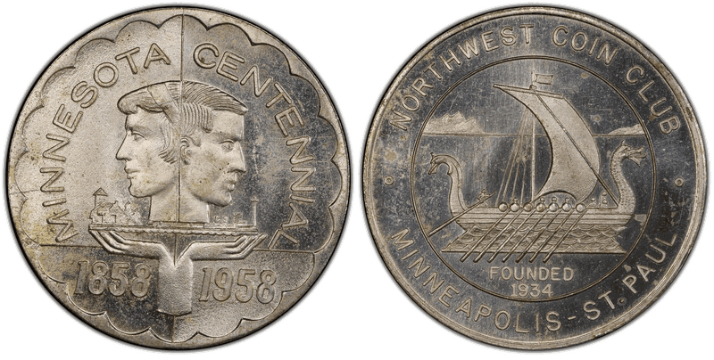 1958 Silver Medal Northwest Coin Club Minnesota Centennial