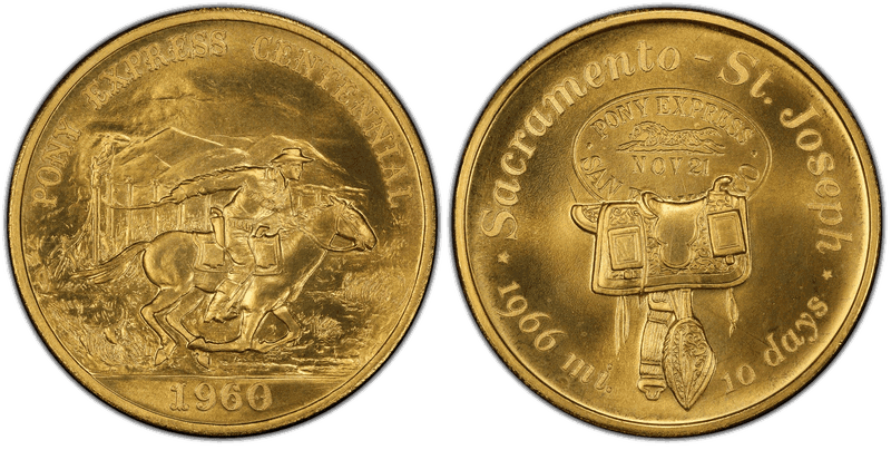 (1960) Gold So-Called Half Dollar, Pony Express