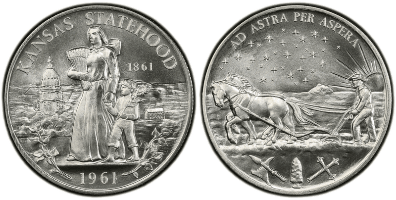 (1961) Silver So-Called Half Dollar, Kansas Statehood Centennial