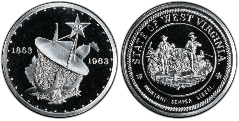 1963 Silver Medal D1963-1b, W. Virginia Centennial