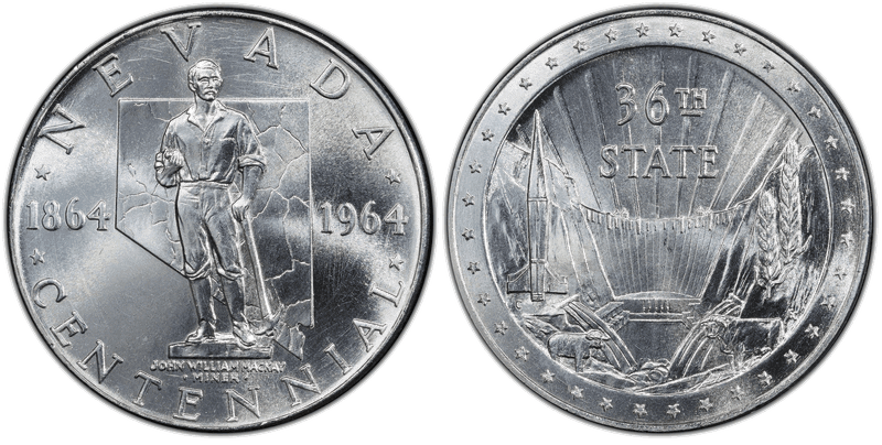 1964 Silver Medal D1964-1b, Nevada Statehood Centennial