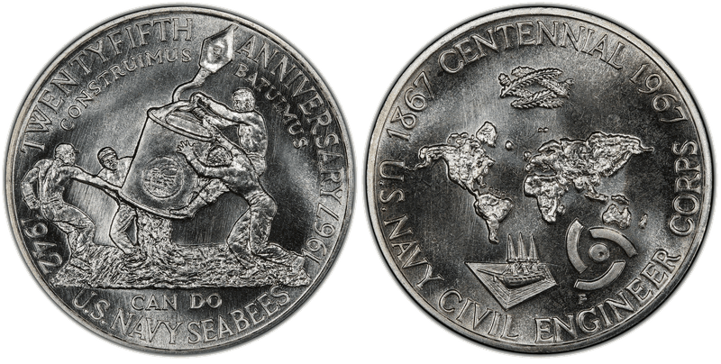 1967-P Silver Medal D1967-1b, SEABEES Anniversary Small
