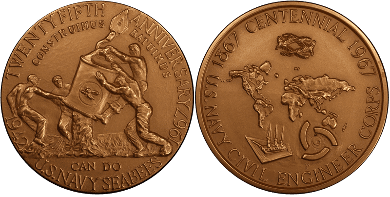 1967-P Bronze Medal D1967-1c, 76mm SEABEES Anniversary